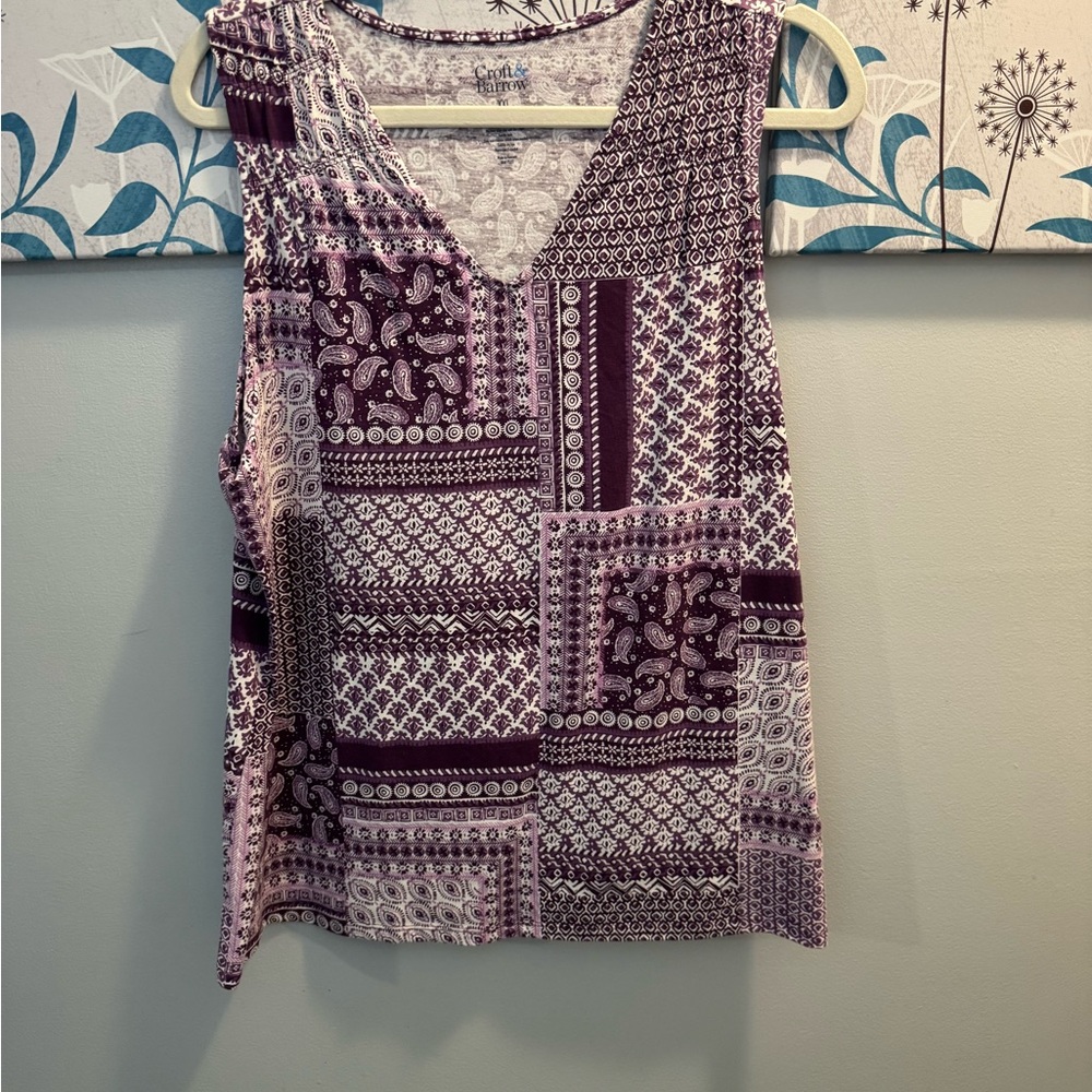 Women’s Croft & Barrow Purple Patchwork Tank Top Sz XXL **PRICED REDUCED**